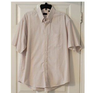 Van Heusen blue orange check Mens Short Sleeve SHIRT L